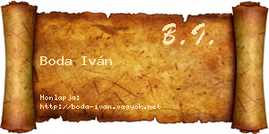 Boda Iván névjegykártya